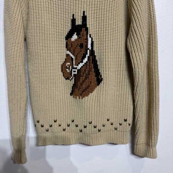 Miller Outerwear Tan Horse Vintage Cardigan Sz M - Picture 10 of 14